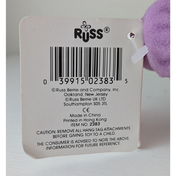 VTG Russ Luv Pet Easter Bunny Troll Doll w/ Tags 5" Girl Purple Hair Floral PJs - Picture 6 of 7